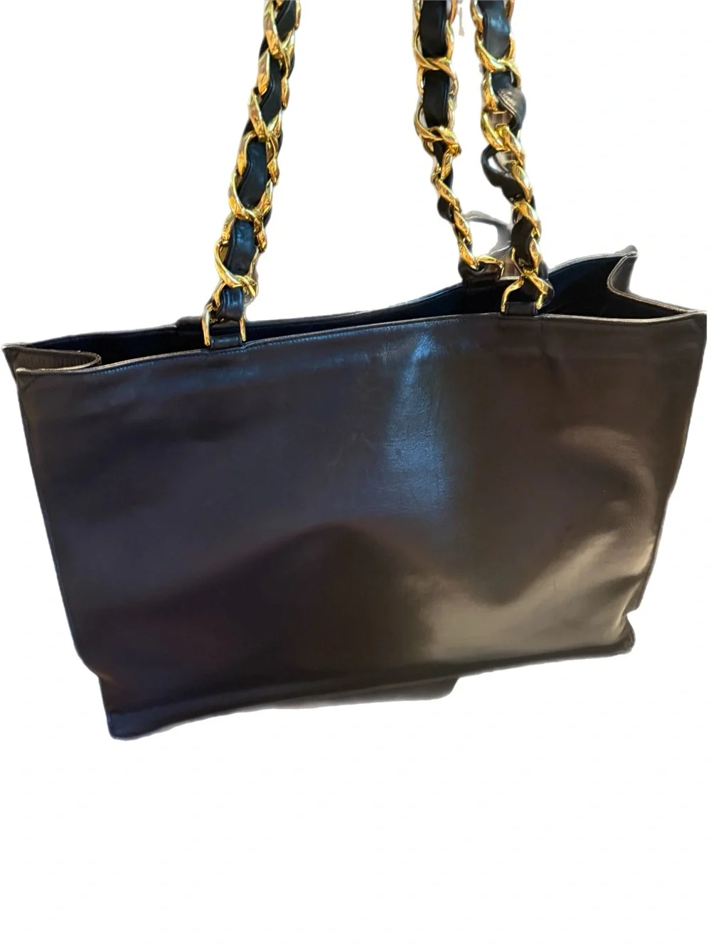 Authentic CHANEL Vintage Black Lambskin CC Shopper Tote